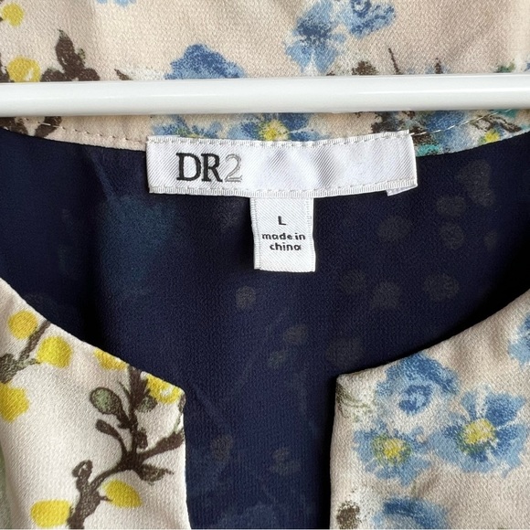 DR2 Boho Floral Long Sleeve Blouse - Size L - Mixed Print Modest Casual Hippie - Picture 3 of 5